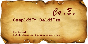 Csaplár Balázs névjegykártya